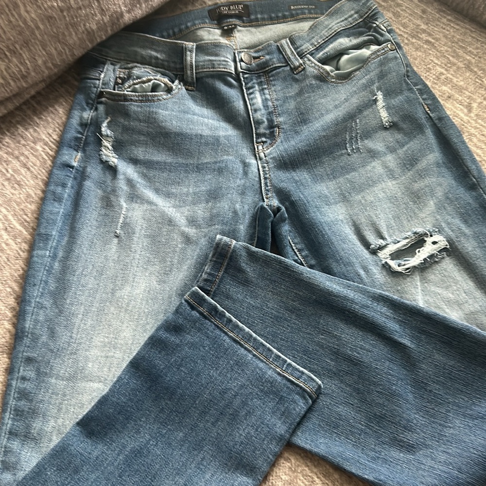 Distressed Blue Jeans
